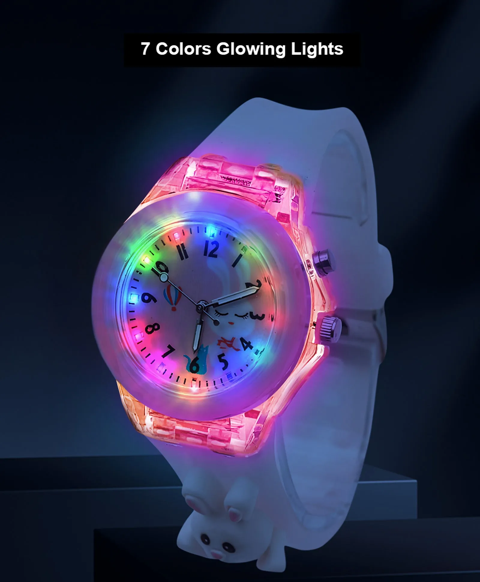 Spiky 3D Cartoon Spaceship Analog Light Watch for Kids Boys & Girls - Black