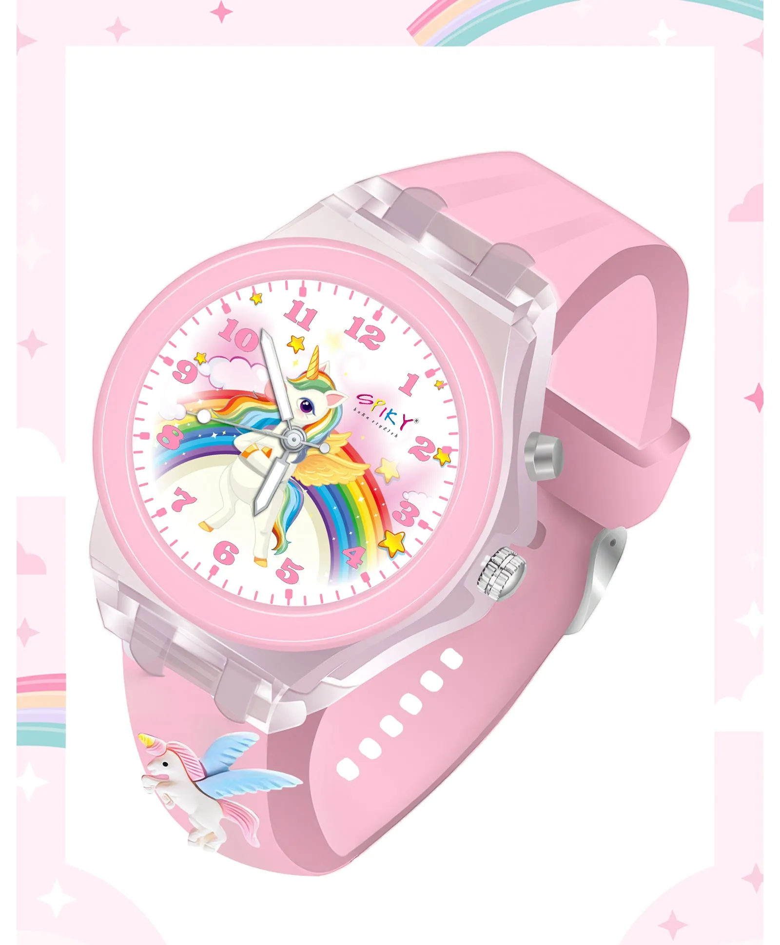 Spiky 3D Cartoon Spaceship Analog Light Watch for Kids Boys & Girls - Black