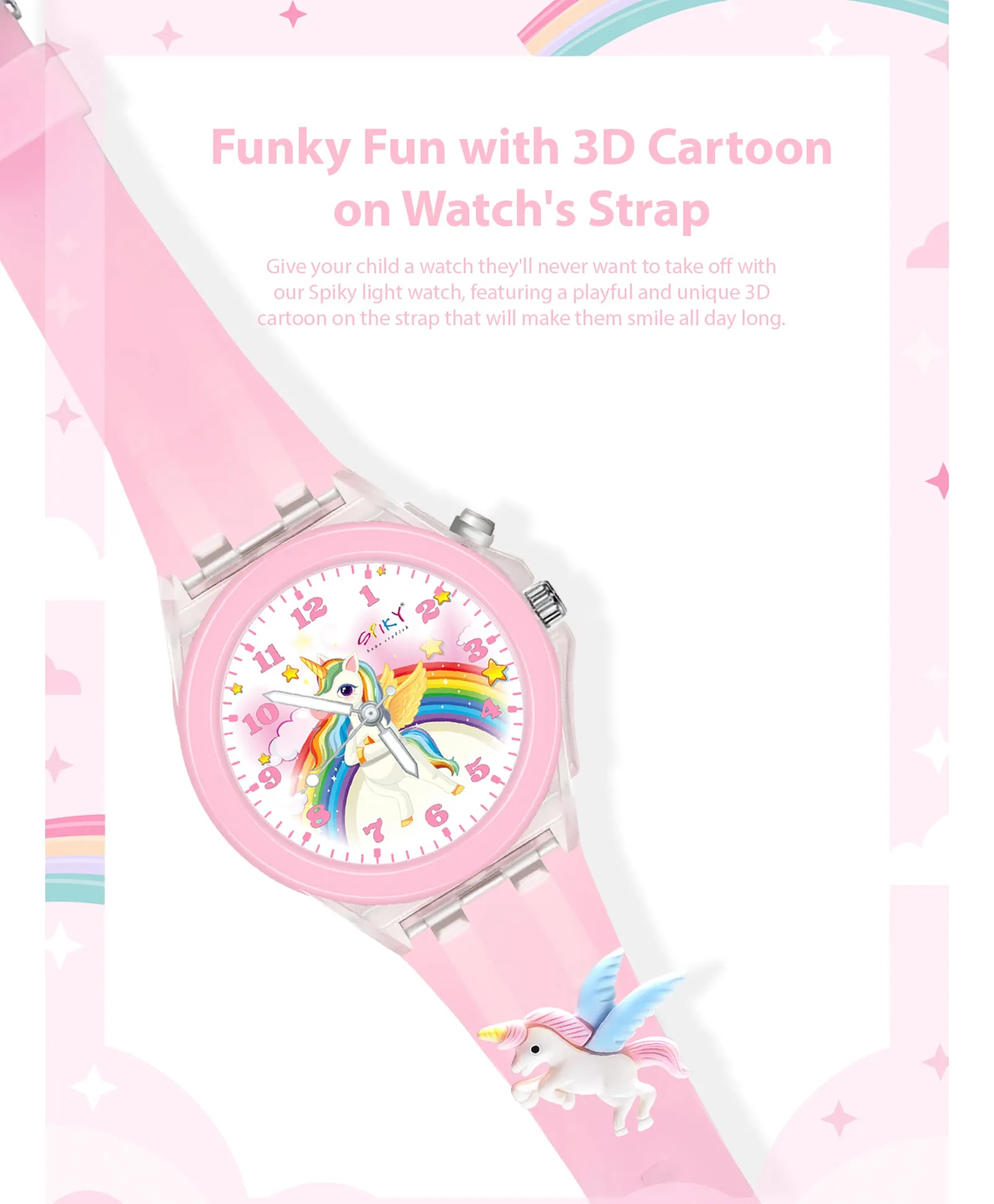 Spiky 3D Cartoon Spaceship Analog Light Watch for Kids Boys & Girls - Black
