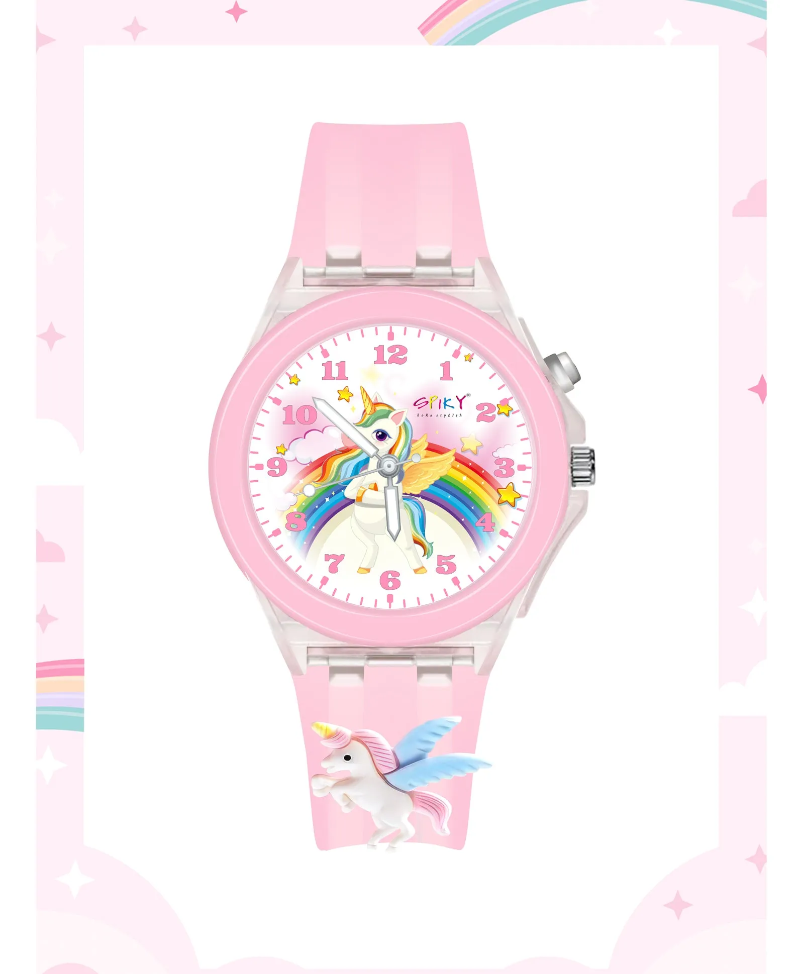 Spiky 3D Cartoon Spaceship Analog Light Watch for Kids Boys & Girls - Black