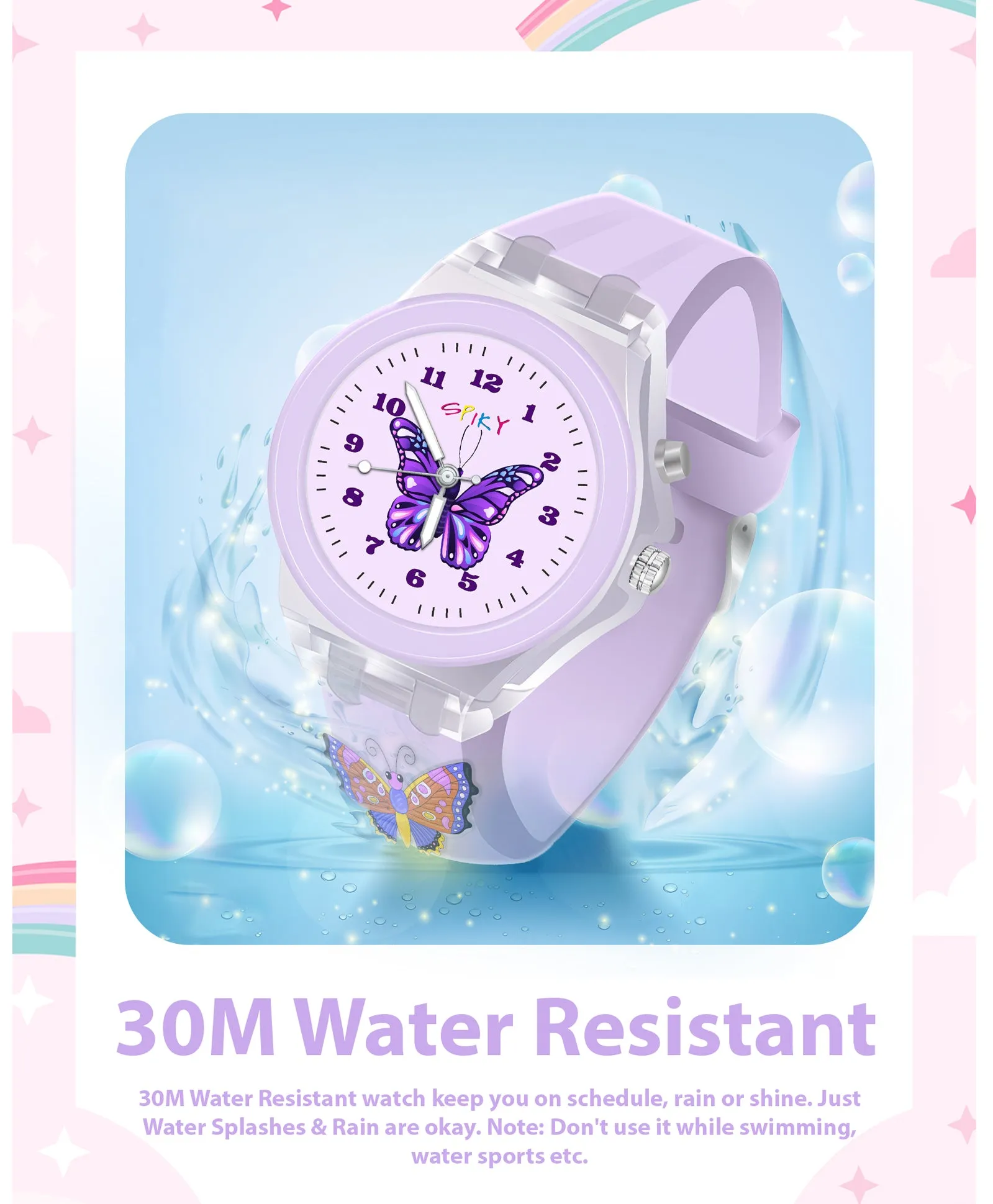 Spiky 3D Cartoon Spaceship Analog Light Watch for Kids Boys & Girls - Black