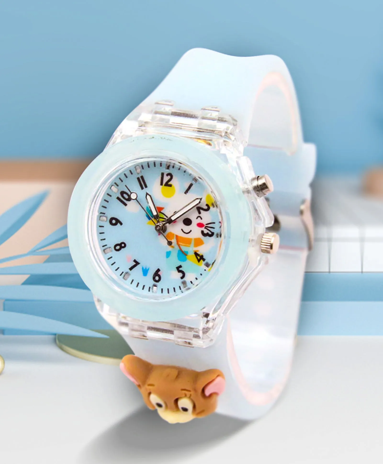 Spiky 3D Cartoon Spaceship Analog Light Watch for Kids Boys & Girls - Black