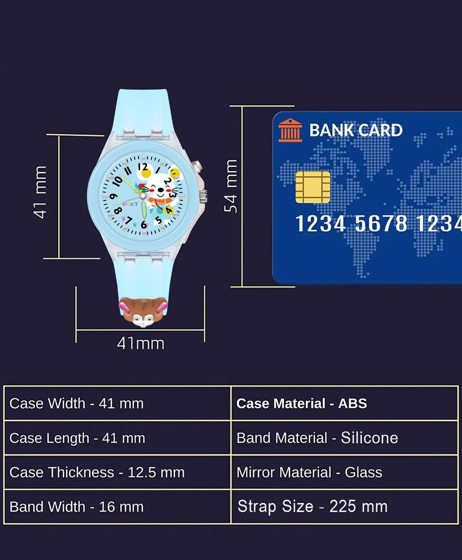 Spiky 3D Cartoon Spaceship Analog Light Watch for Kids Boys & Girls - Black