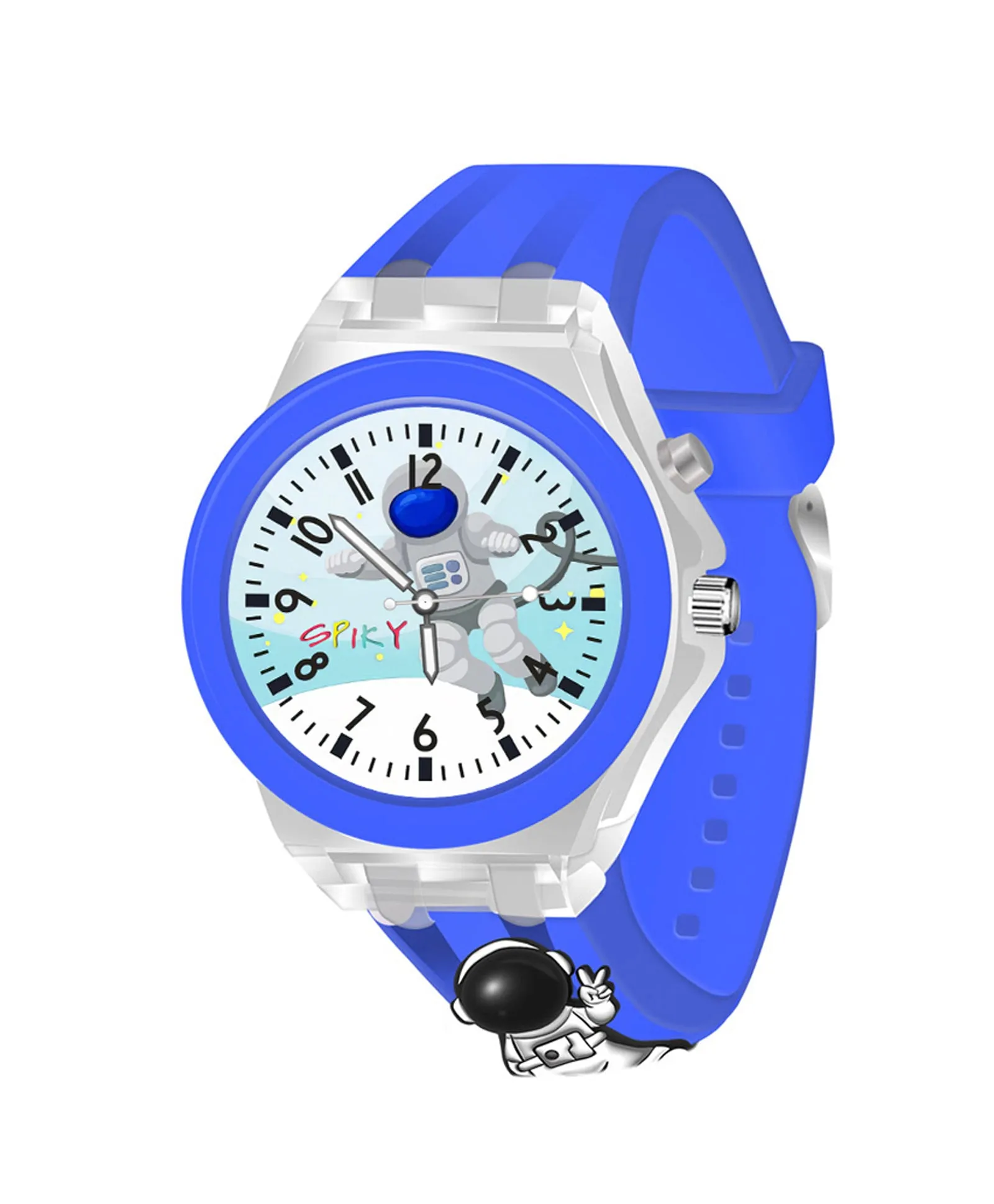 Spiky 3D Cartoon Spaceship Analog Light Watch for Kids Boys & Girls - Black