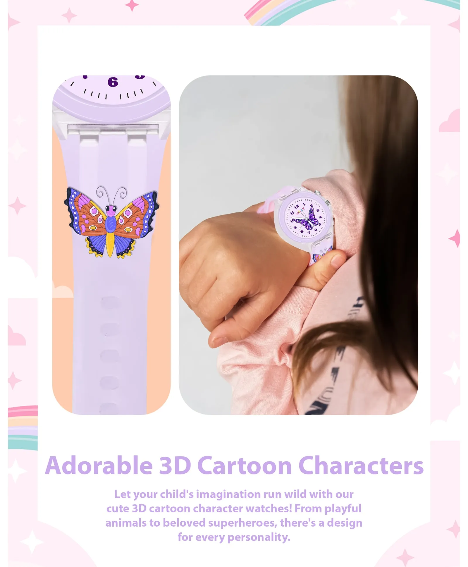 Spiky 3D Cartoon Spaceship Analog Light Watch for Kids Boys & Girls - Black