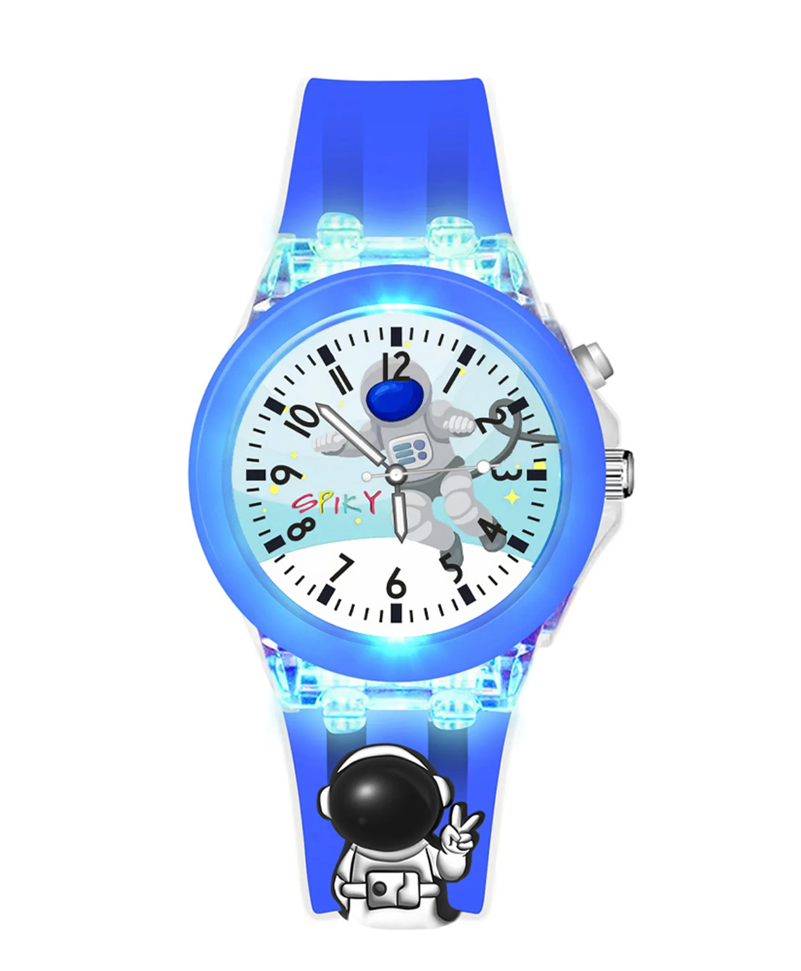 Spiky 3D Cartoon Spaceship Analog Light Watch for Kids Boys & Girls - Black