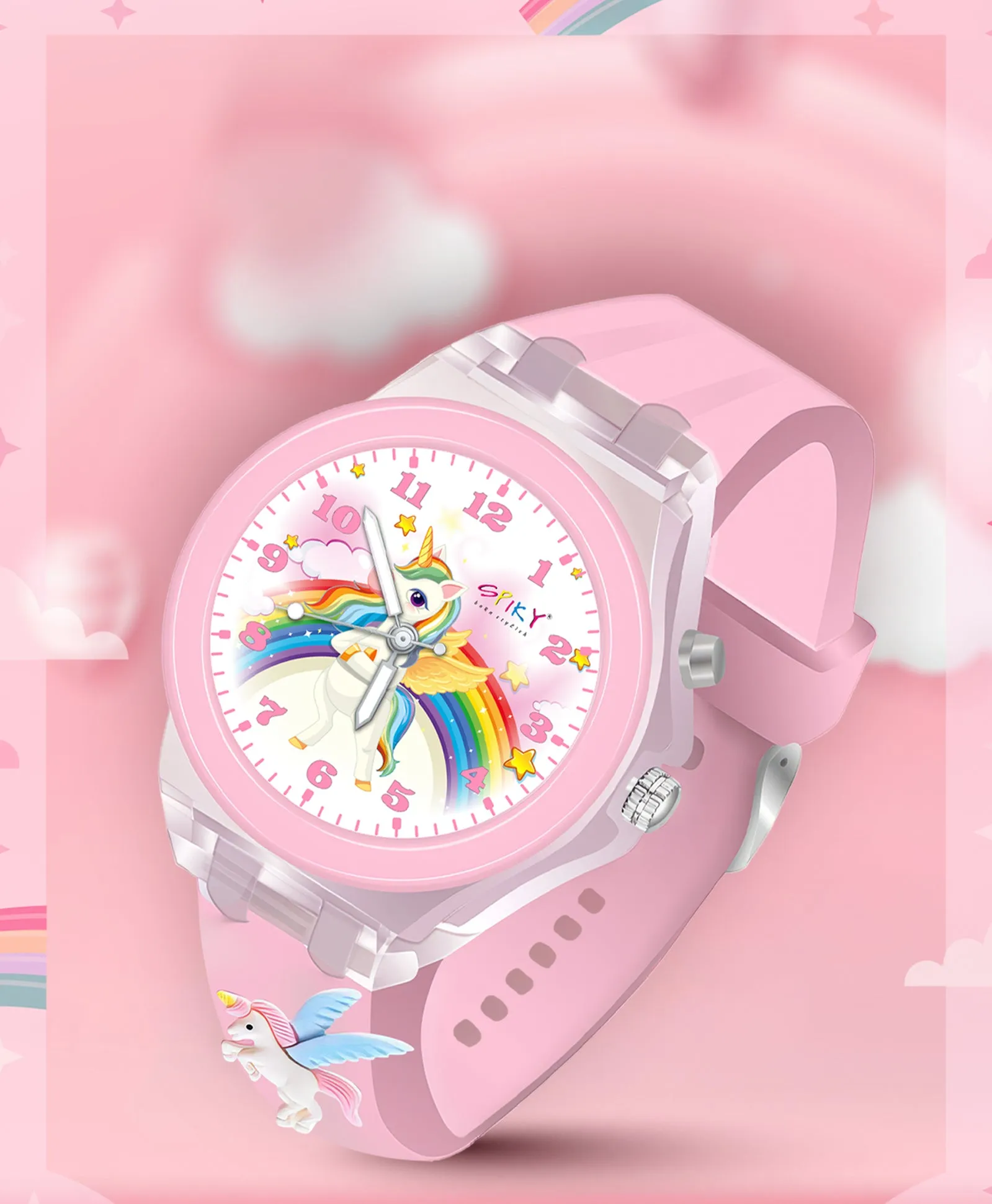 Spiky 3D Cartoon Spaceship Analog Light Watch for Kids Boys & Girls - Black