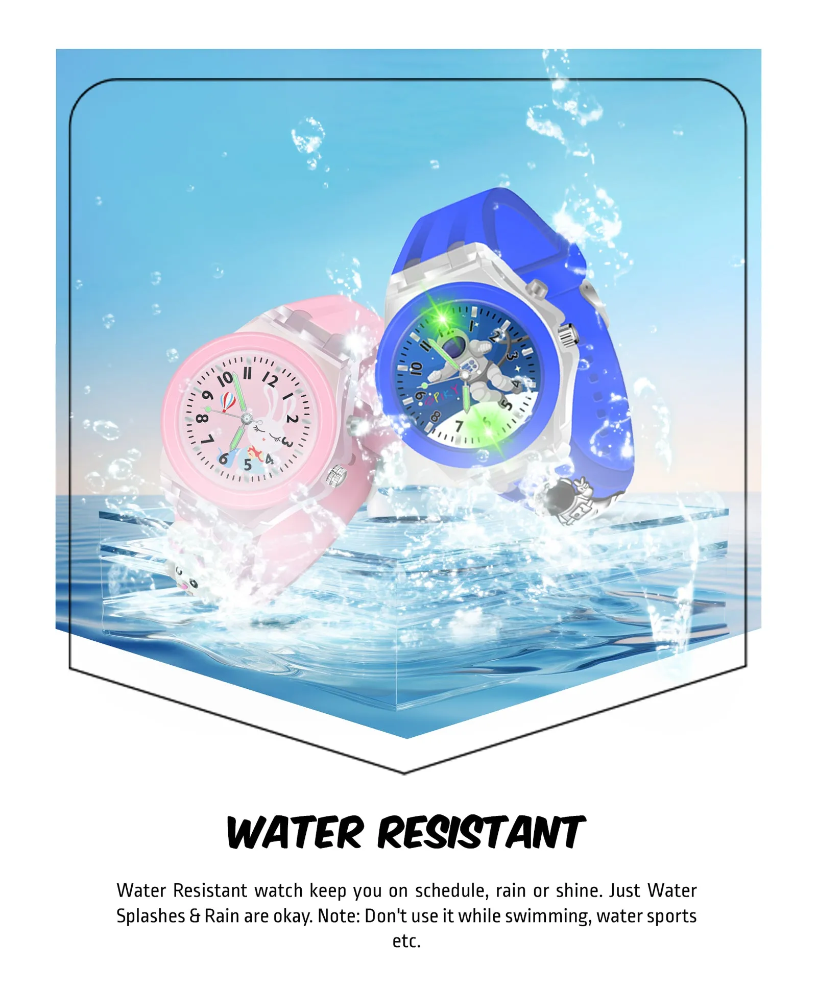 Spiky 3D Rabbit & Butterfly Cartoon Analog Light Watch Combo - Pink & Purple