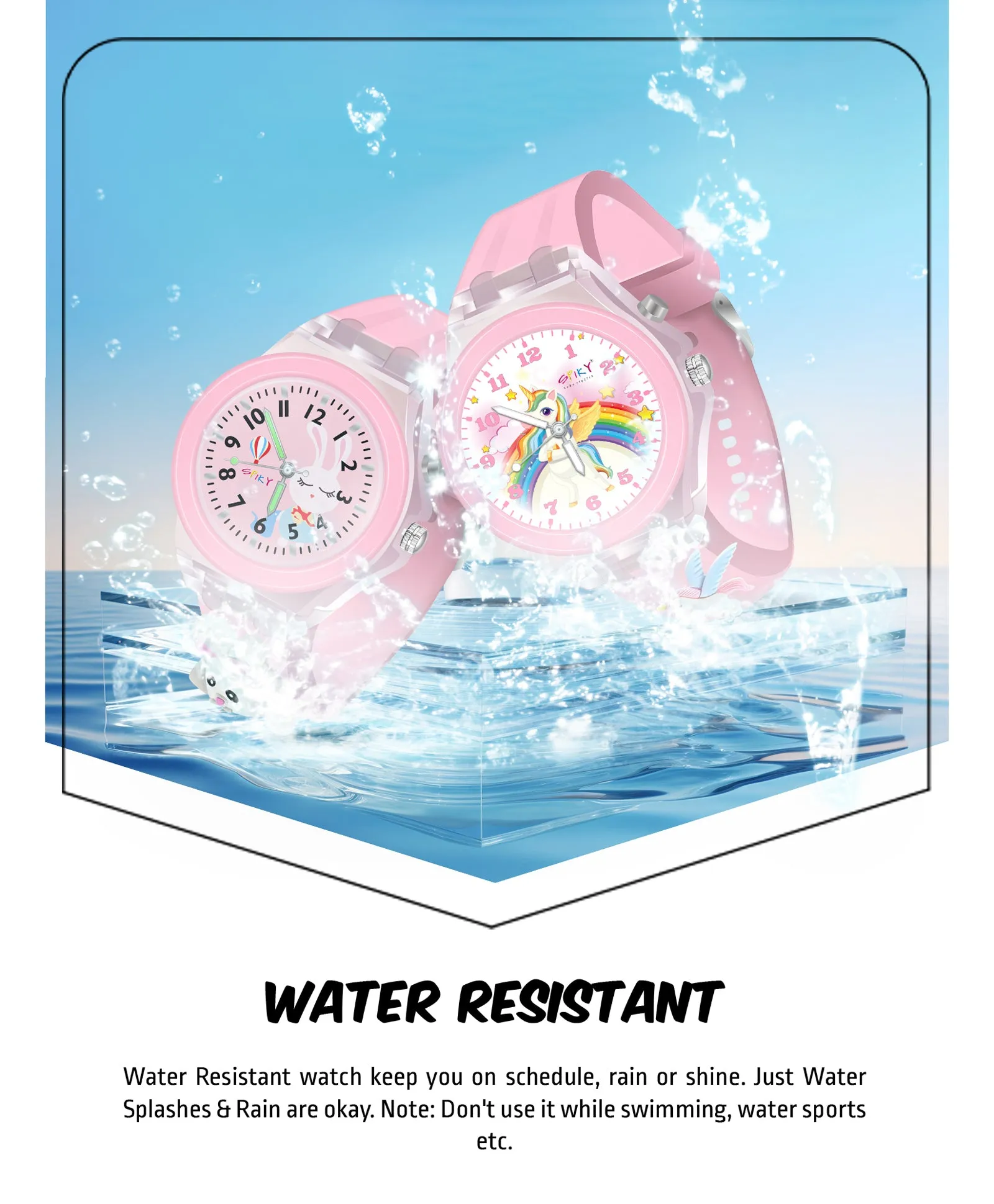 Spiky 3D Rabbit & Butterfly Cartoon Analog Light Watch Combo - Pink & Purple