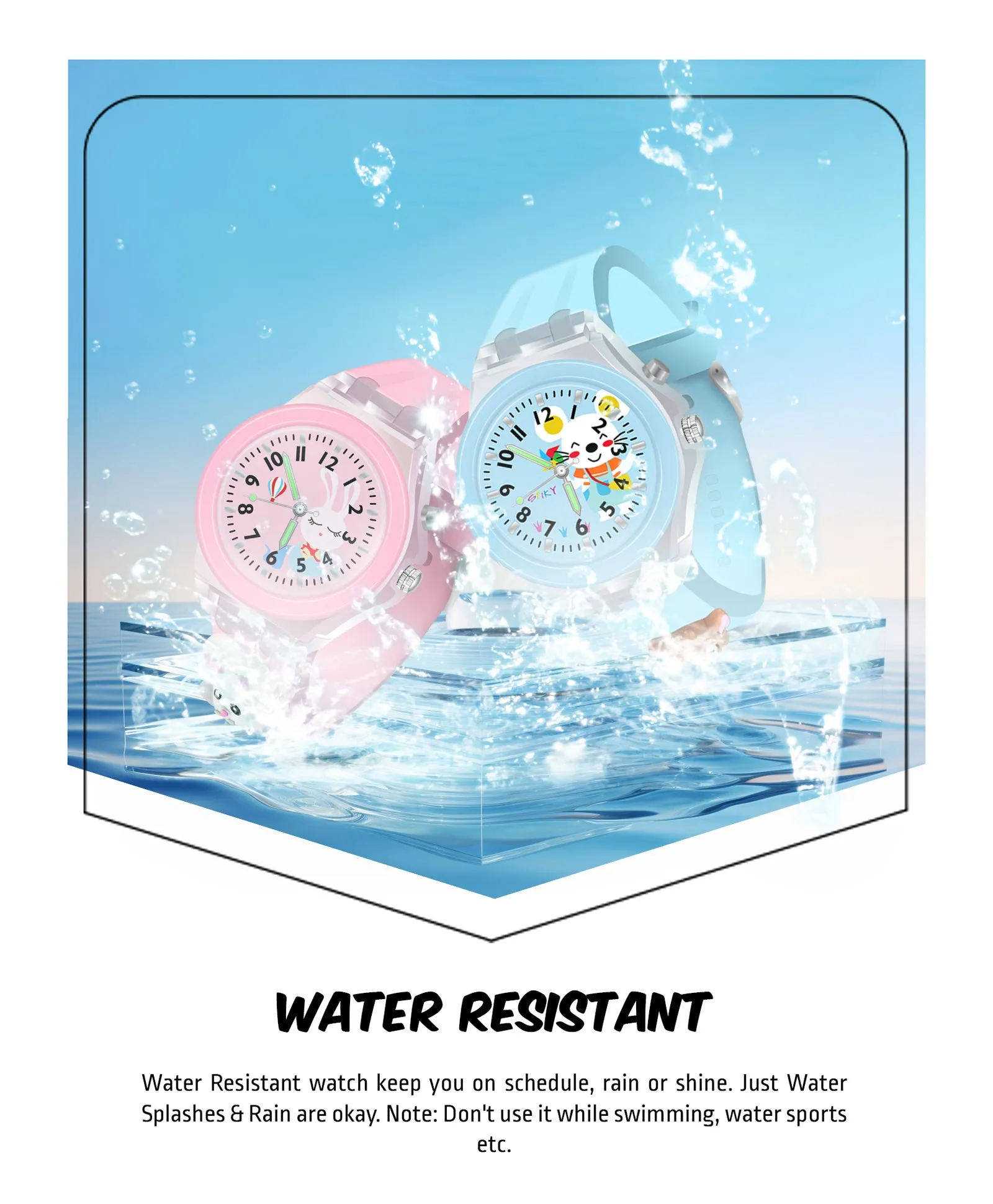 Spiky 3D Rabbit & Butterfly Cartoon Analog Light Watch Combo - Pink & Purple