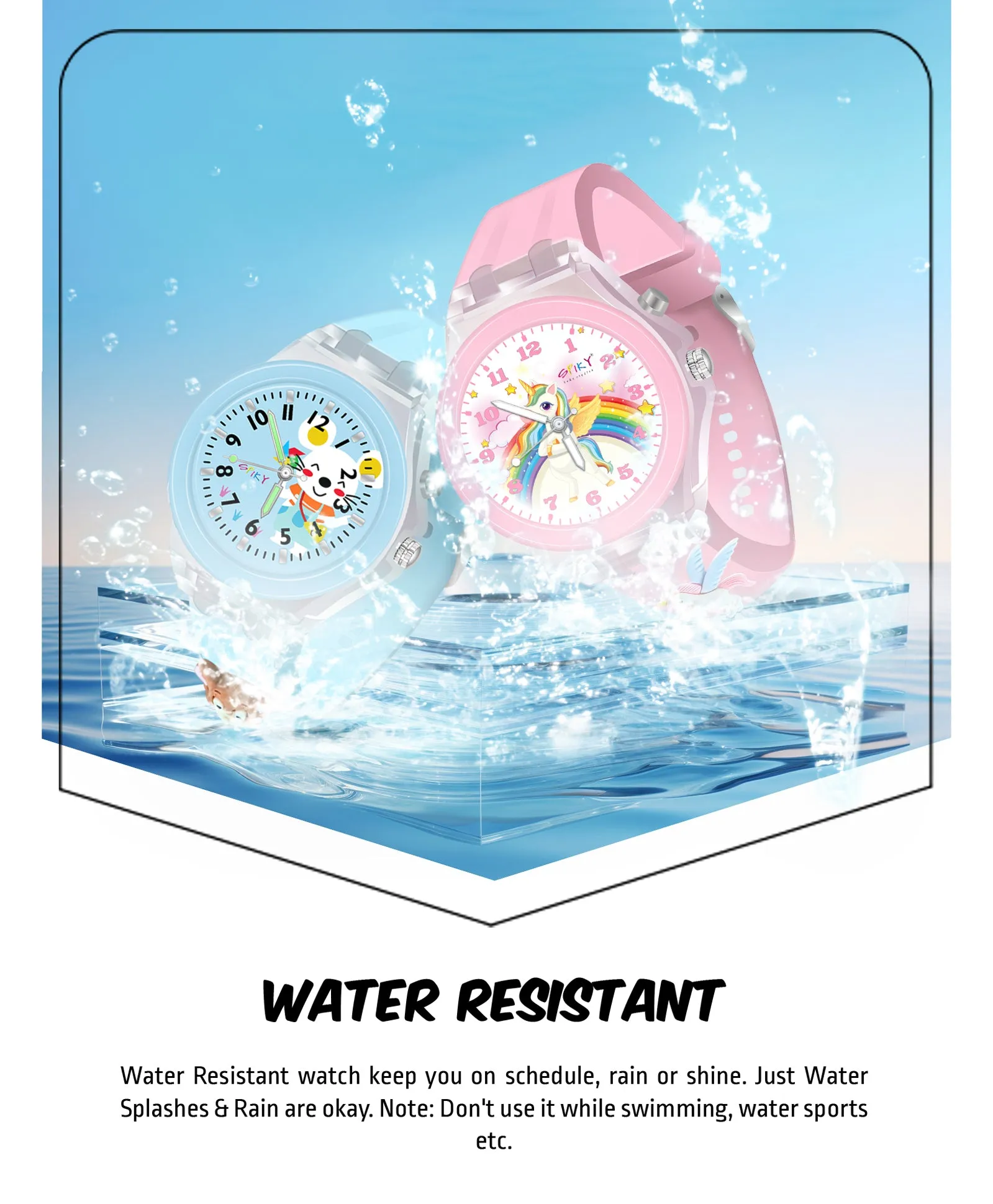 Spiky 3D Rabbit & Butterfly Cartoon Analog Light Watch Combo - Pink & Purple