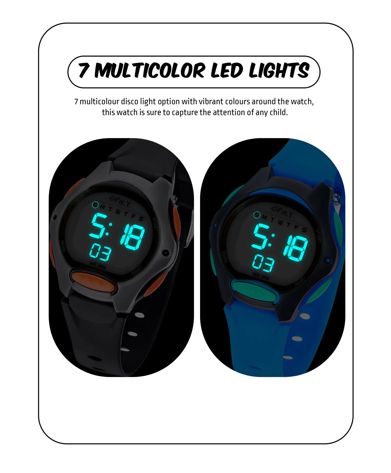 Spiky Round Digital Kids Sports Watches Combo