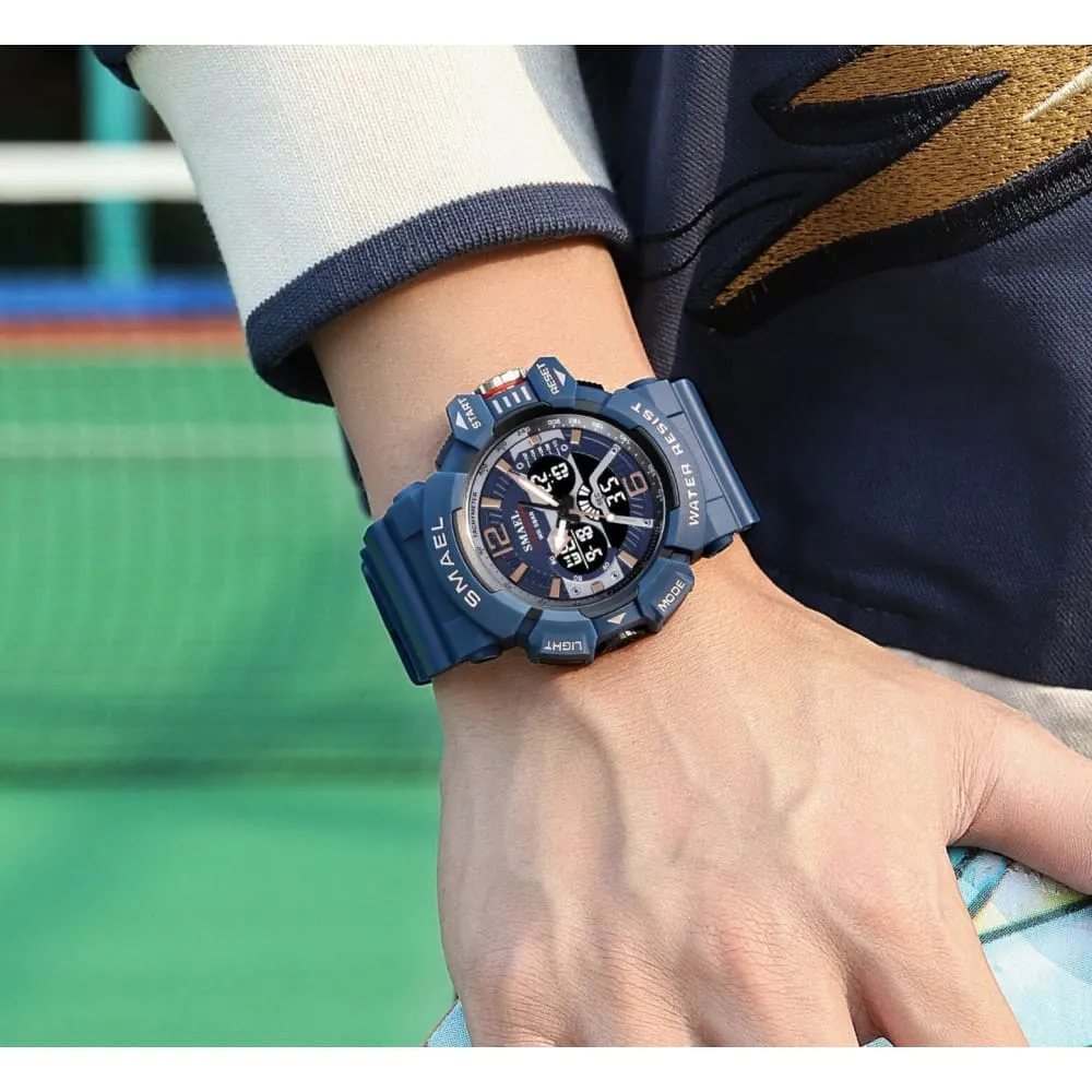Sport Watch Men 50m Waterproof Wrist Dual Time Display Multi-function Sports 8065 Digital