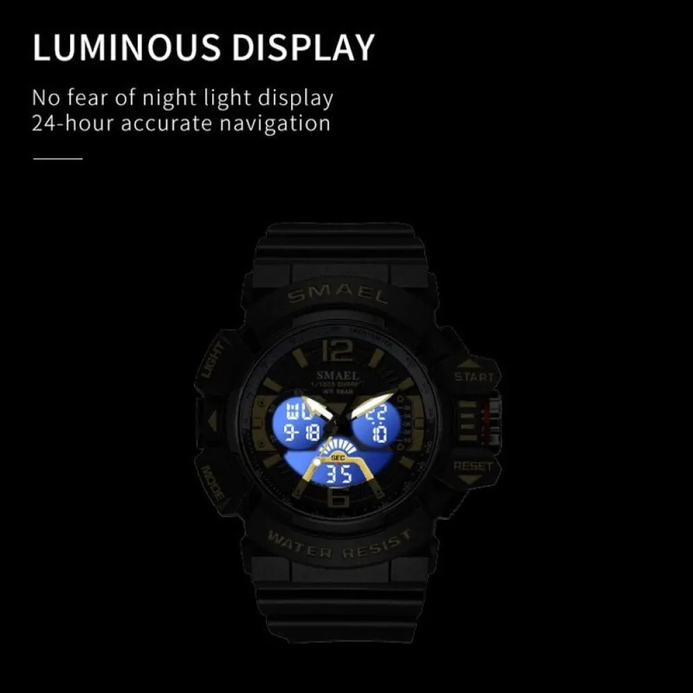 Sport Watch Men 50m Waterproof Wrist Dual Time Display Multi-function Sports 8065 Digital