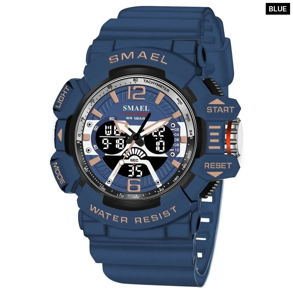 Sport Watch Men 50m Waterproof Wrist Dual Time Display Multi-function Sports 8065 Digital
