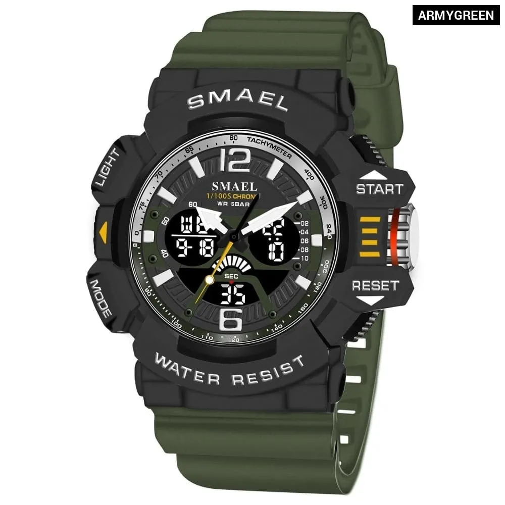 Sport Watch Men 50m Waterproof Wrist Dual Time Display Multi-function Sports 8065 Digital