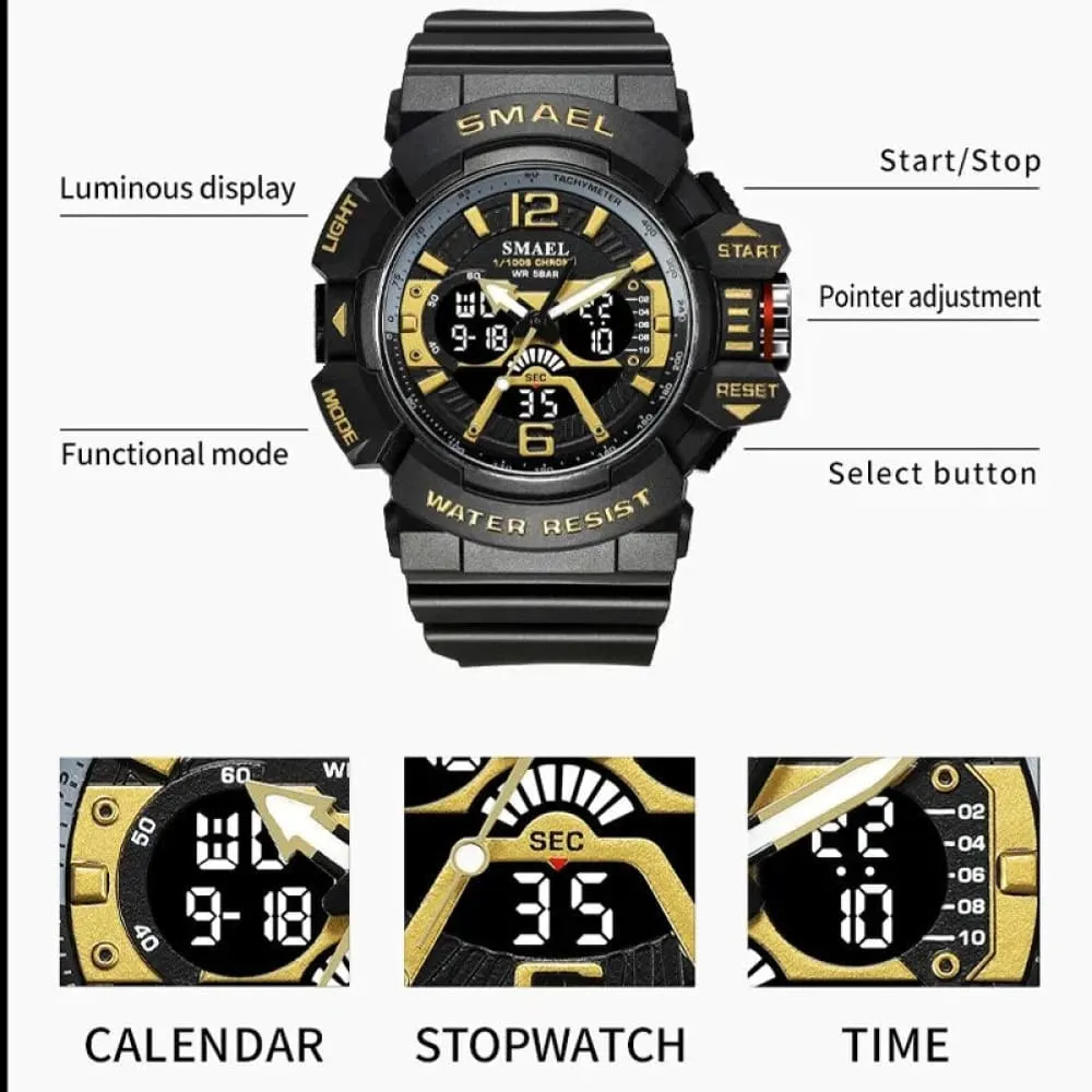 Sport Watch Men 50m Waterproof Wrist Dual Time Display Multi-function Sports 8065 Digital