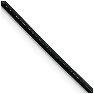 Stainless Steel Black Leather 1.5mm Cord 20in Necklace