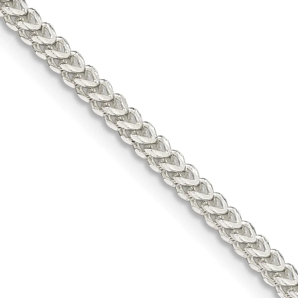 Sterling Silver 2mm Dimond-cut Square Franco Chain