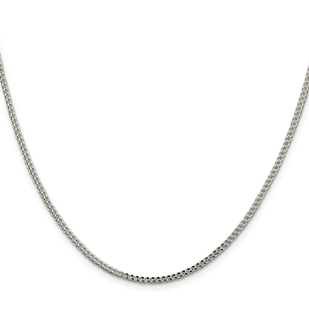 Sterling Silver 2mm Dimond-cut Square Franco Chain