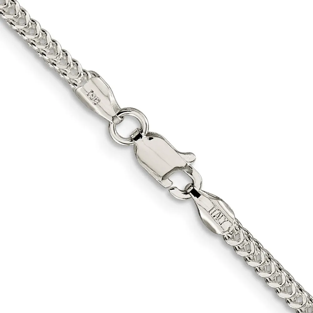 Sterling Silver 2mm Dimond-cut Square Franco Chain