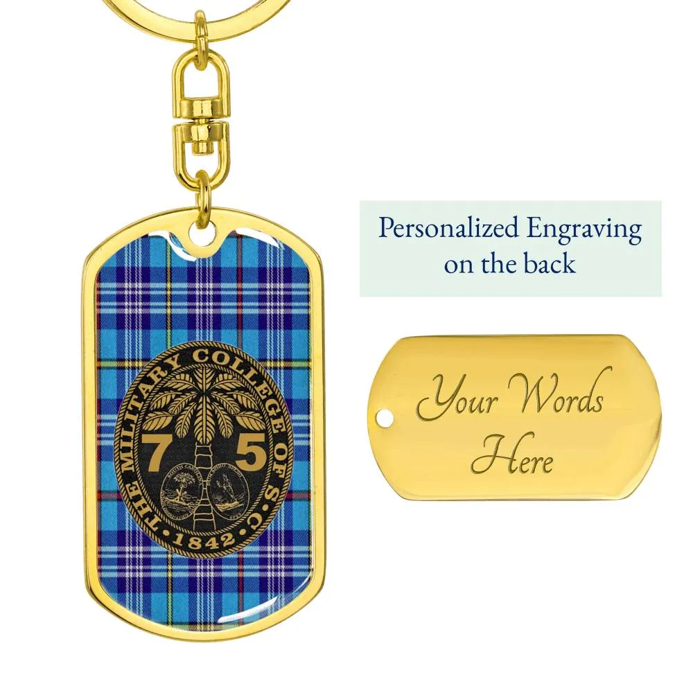 The Citadel, Class of (your year), Tartan Background Custom Engravable Keychain