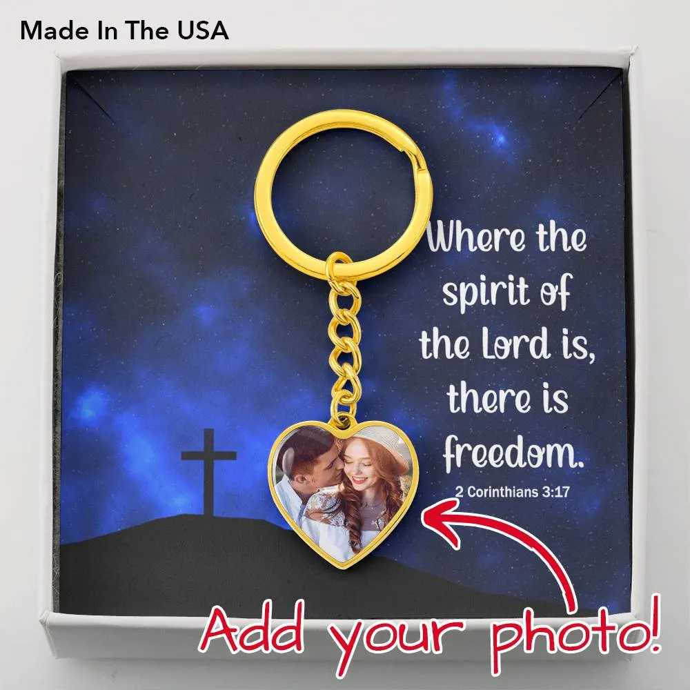 The spirit of the Lord-Photo Heart Keychain