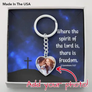 The spirit of the Lord-Photo Heart Keychain
