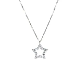 Tiffany & Co Diamond Star Necklace Platinum 16" Chain Signed Estate Jewelry