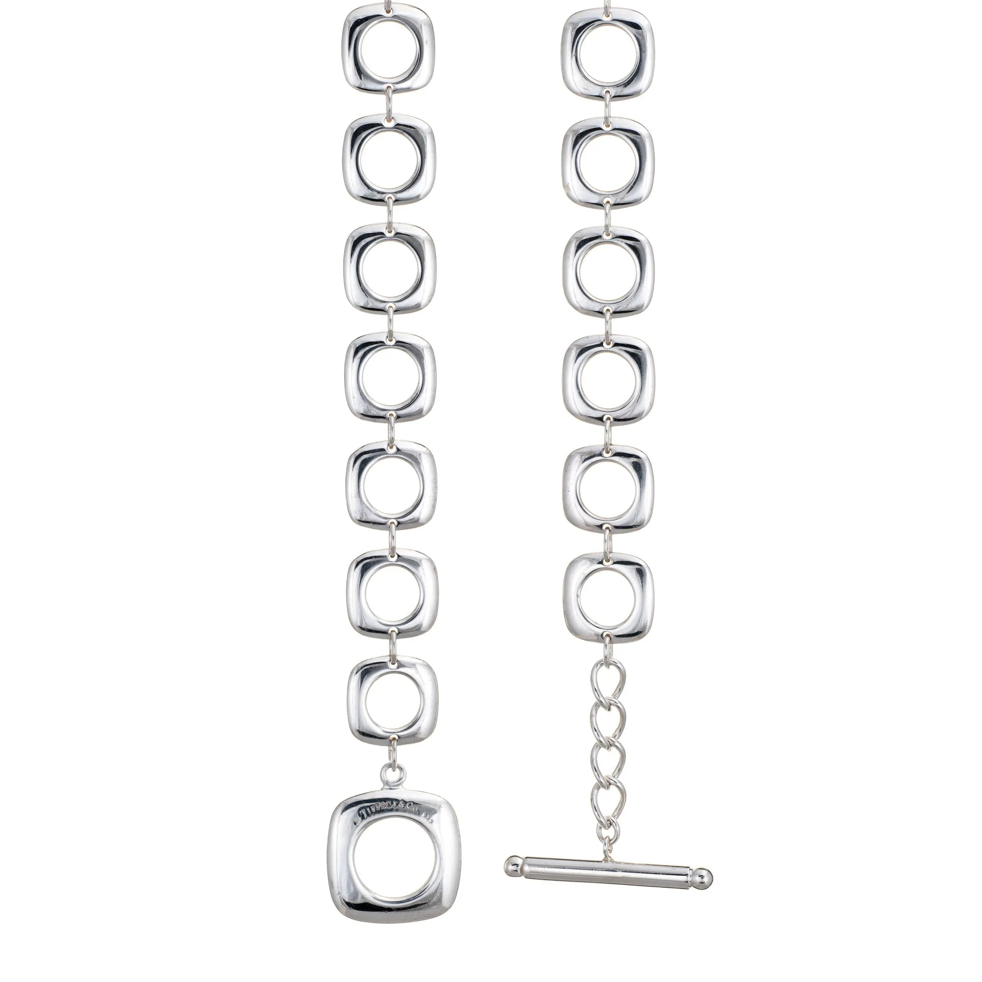 Tiffany & Co Square Necklace Cushion Links Sterling Silver 16.5" Estate Jewelry