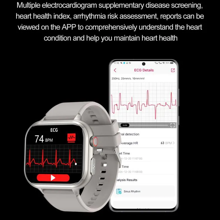 TK17 1.91 inch Horizontal Screen Silicone Strap Smart Watch Supports ECG Electrocardiogram(Pink)