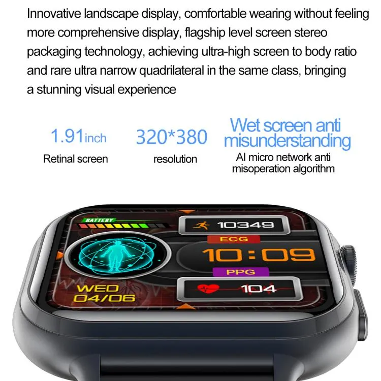 TK17 1.91 inch Horizontal Screen Silicone Strap Smart Watch Supports ECG Electrocardiogram(Pink)