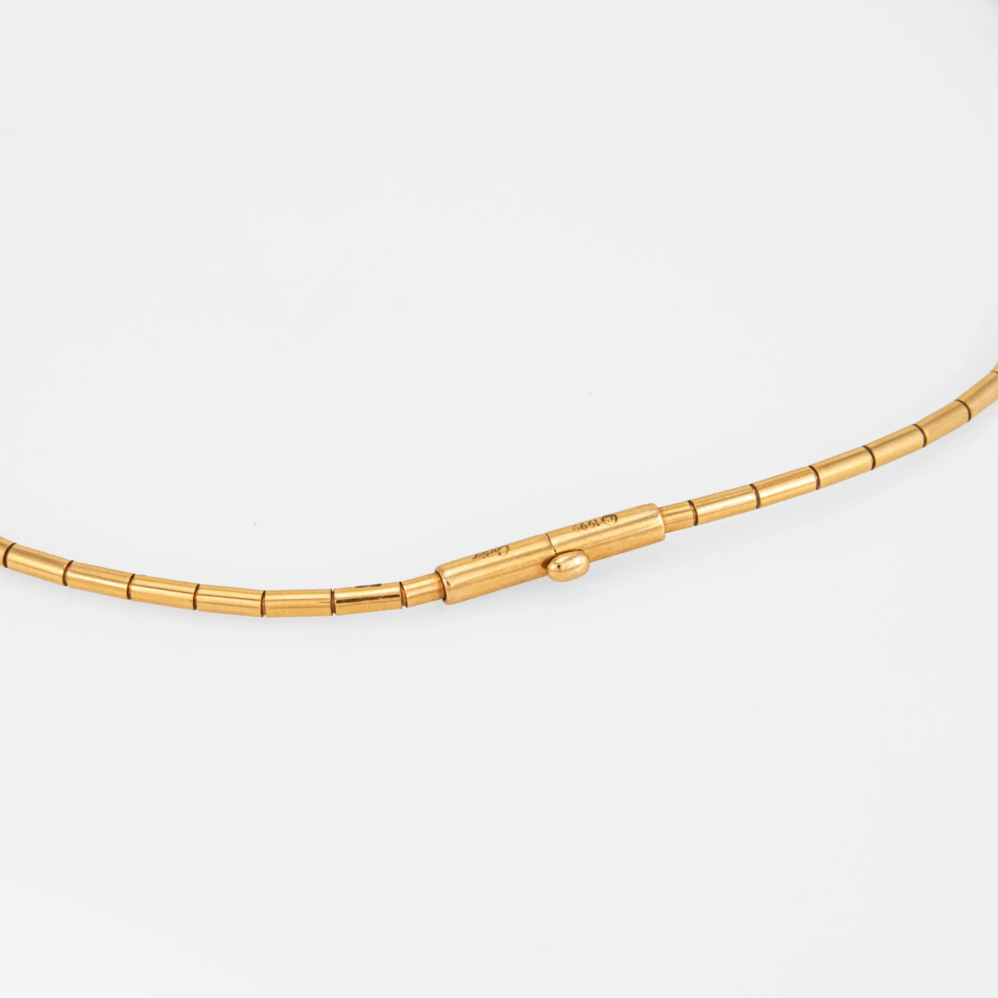 Vintage Cartier Necklace c1999 Tube Omega 18k Yellow Gold 15.5" Signed Jewelry