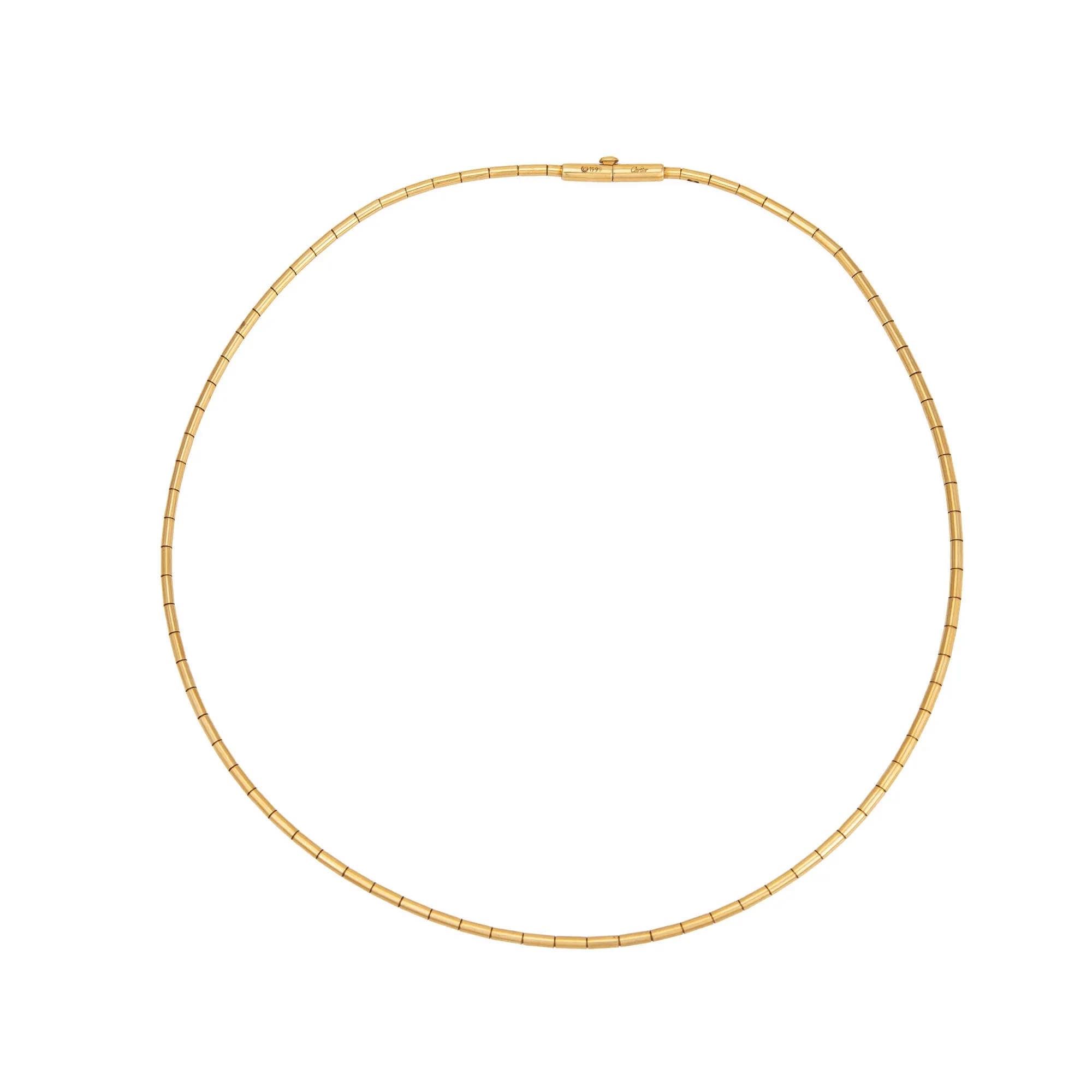 Vintage Cartier Necklace c1999 Tube Omega 18k Yellow Gold 15.5" Signed Jewelry