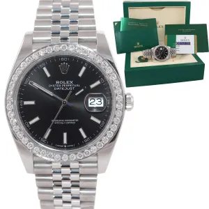 White Gold DIAMOND 2019 PAPERS Rolex DateJust 126300 Black Jubilee 41mm Watch