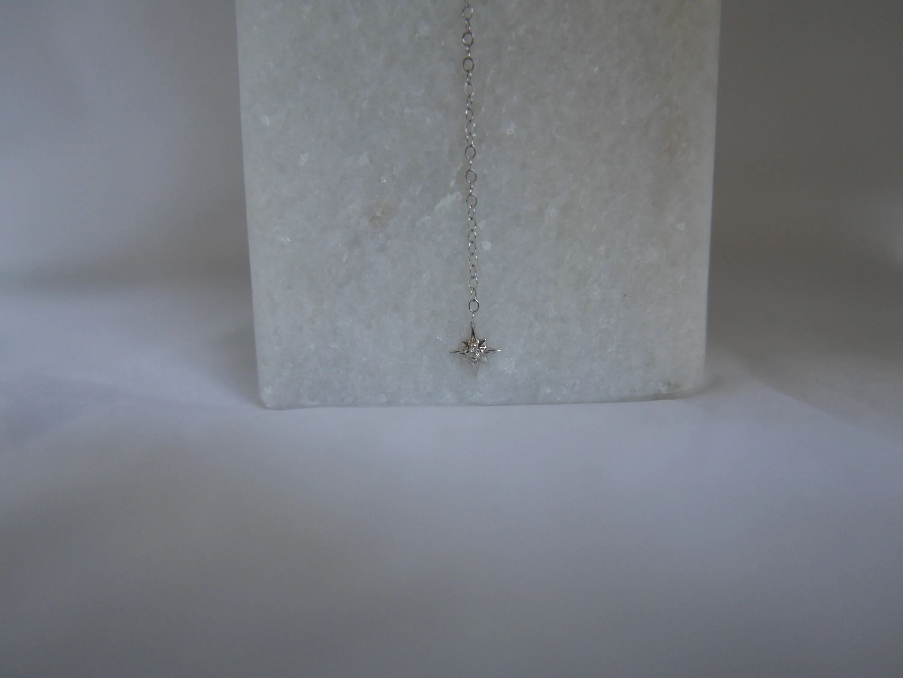 White Gold Star Lariat Necklace