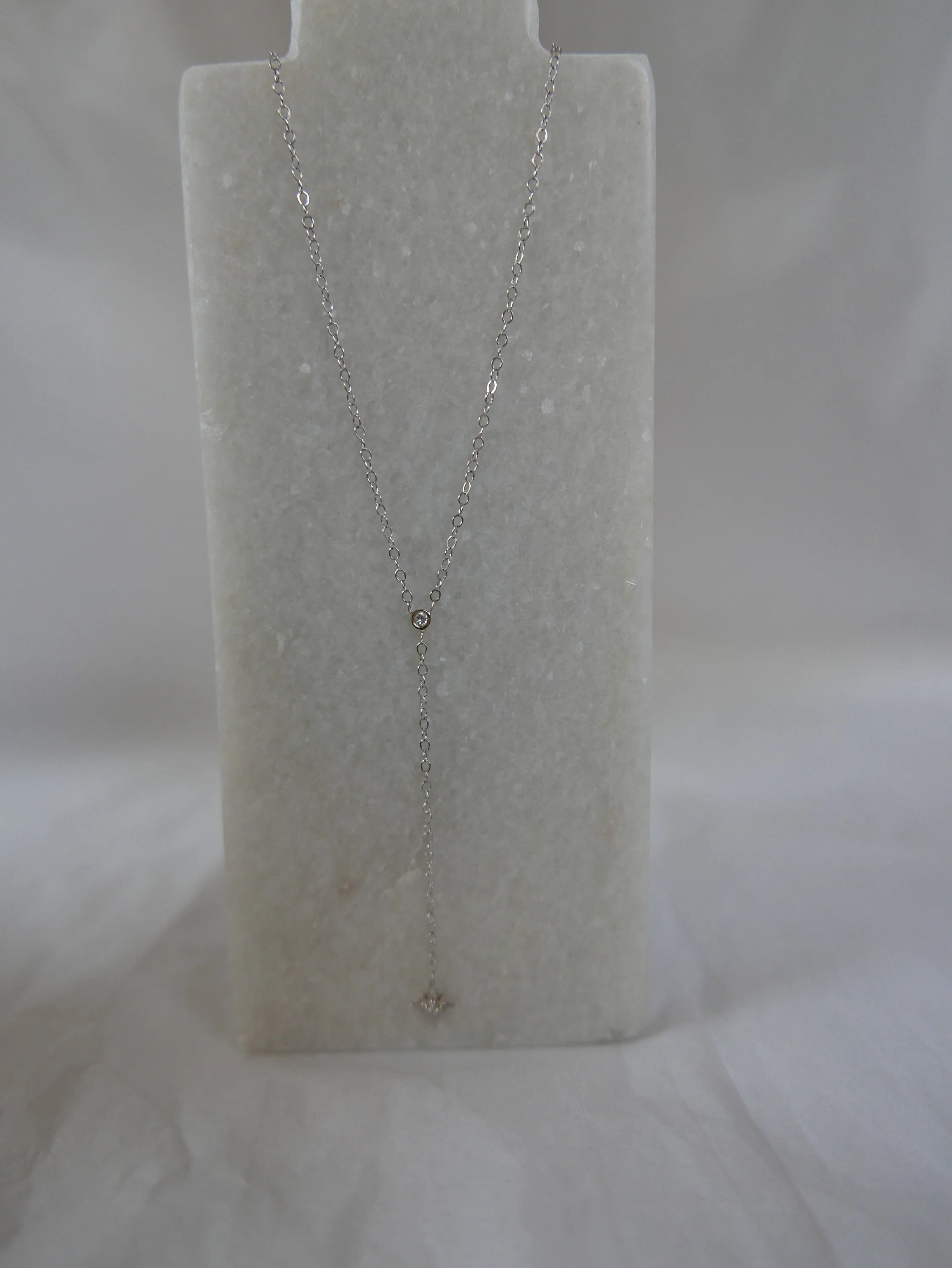White Gold Star Lariat Necklace