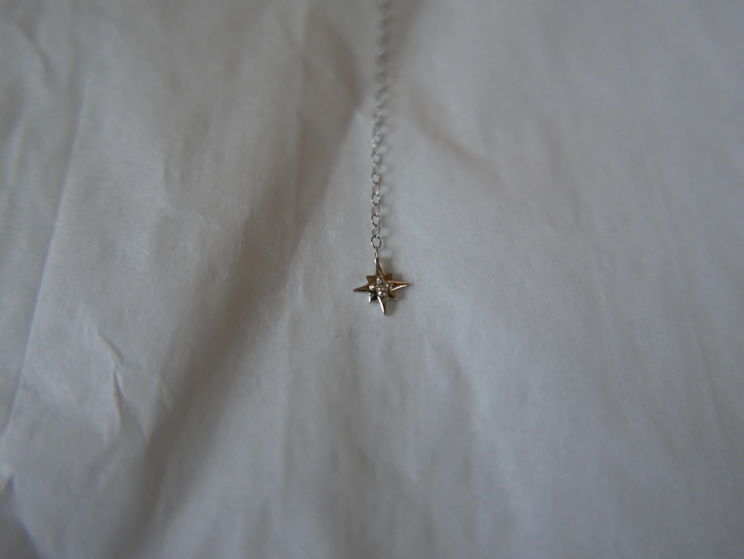 White Gold Star Lariat Necklace