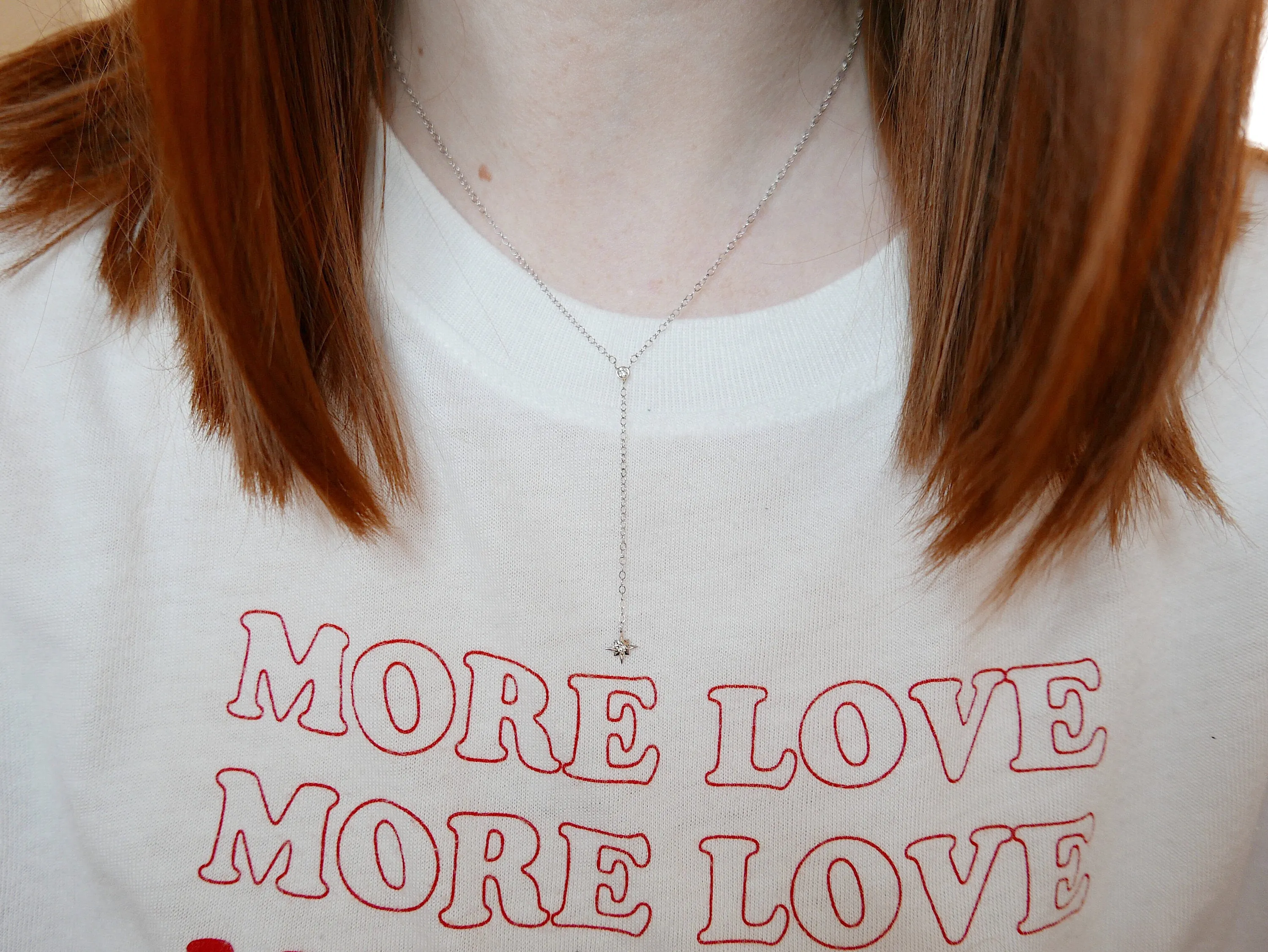 White Gold Star Lariat Necklace