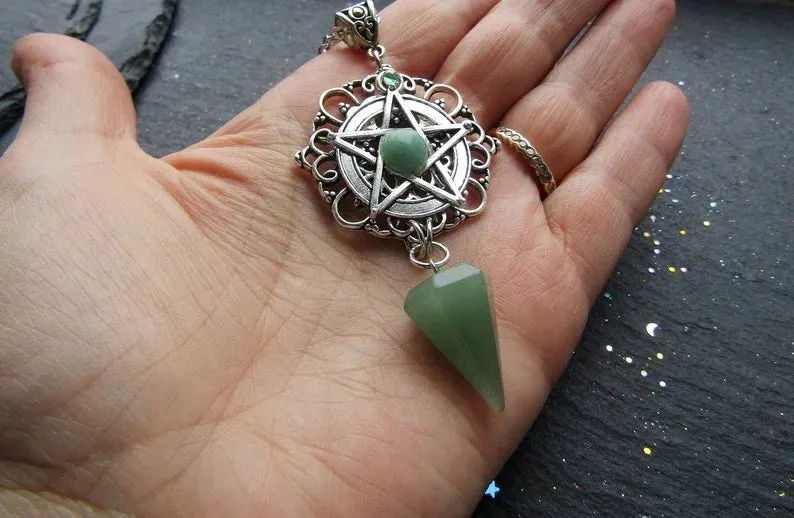 White Purple or Green Witch Necklace, Pagan Necklace, Witch Necklace, Wicca Necklace, Pentacle Jewelry, Pagan, Wicca, Pentagram