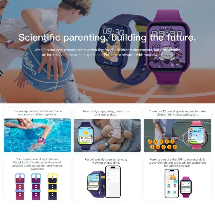 Wish 6 1.69 inch TFT Color Screen IP68 Waterproof Children Companion Smart Watch(Pink)