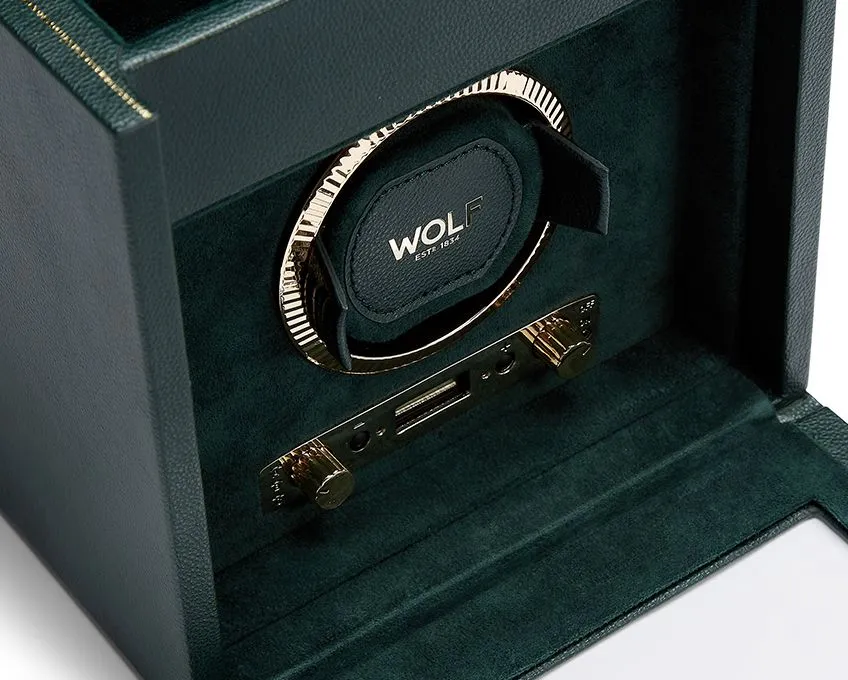 WOLF British Racing Single Watch Winder with Storage - Green