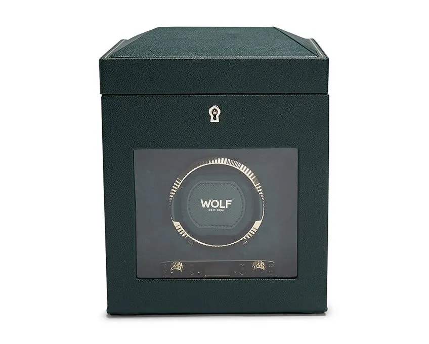 WOLF British Racing Single Watch Winder with Storage - Green