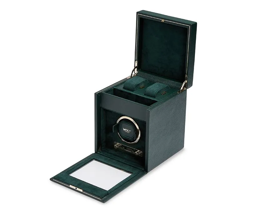 WOLF British Racing Single Watch Winder with Storage - Green