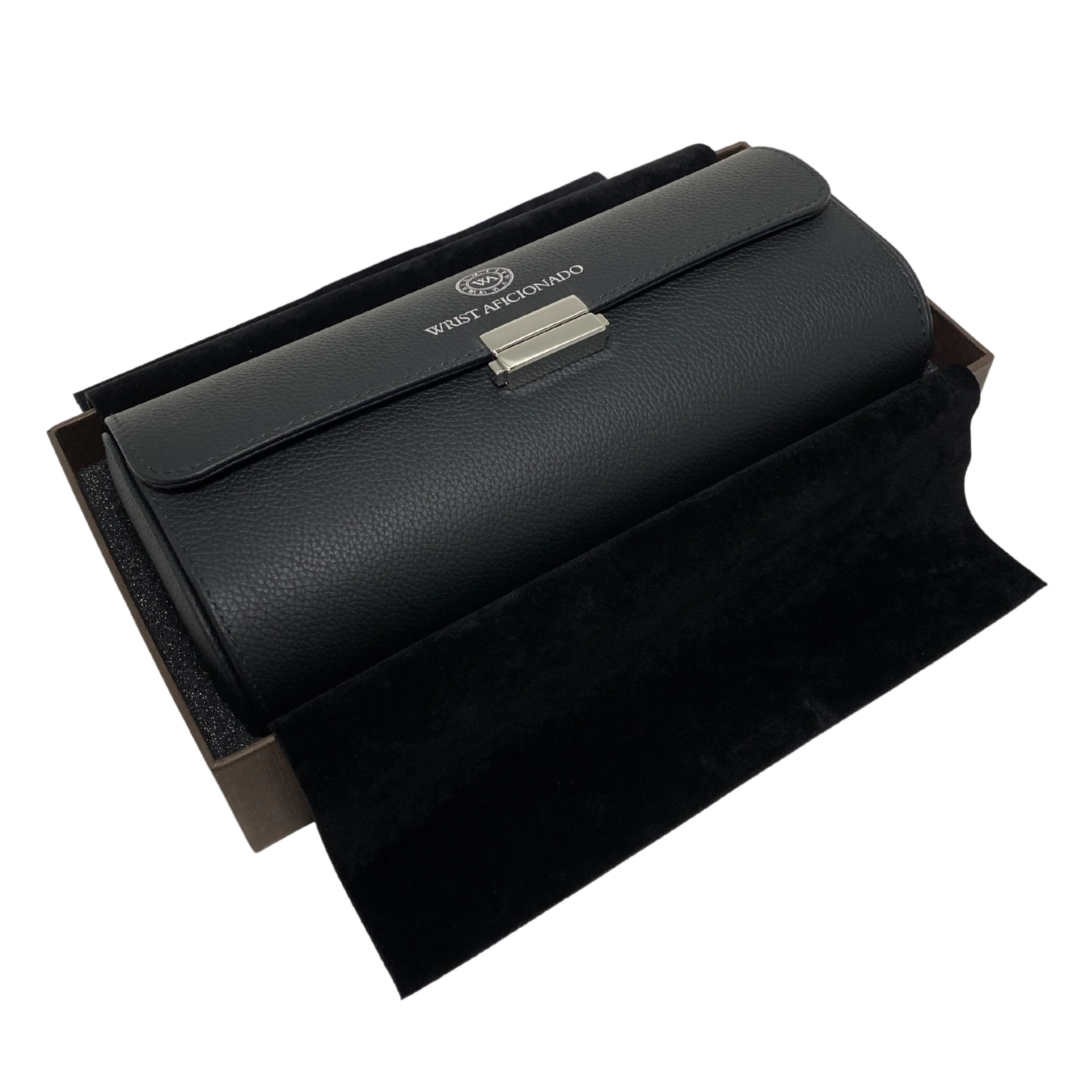 Wrist Aficionado Black Leather 4-Piece Watch Roll