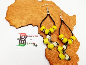 Yellow Butterfly Earrings Leather Women Jewelry