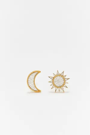 YVONNE LÉON | DIAMOND MOON & SUN EARRINGS